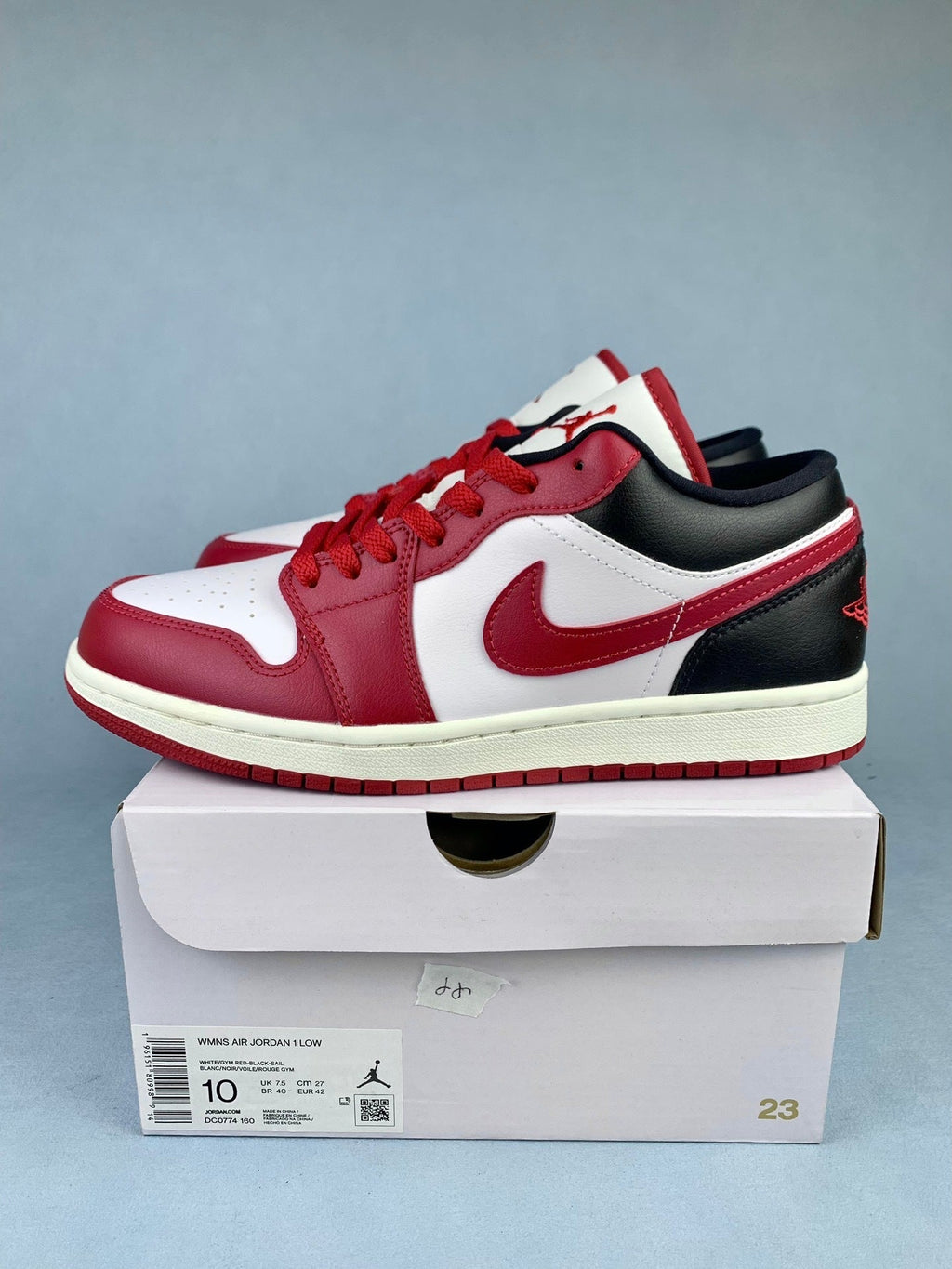 Air Jordan 1 Low Black, White, and Red Unisex Sneakers DC0774-160
